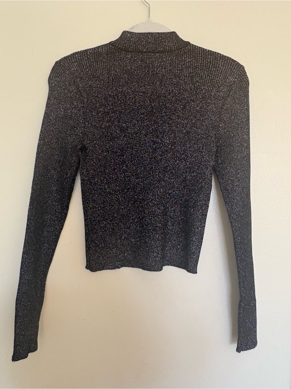 House of Harlow 1960 Black Metallic Mock Neck Long Sleeve Top - Picture 3 of 4